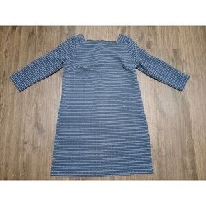 Loft shift Dress Womens size small Small Navy Blue White 3/4 Length Sleeve